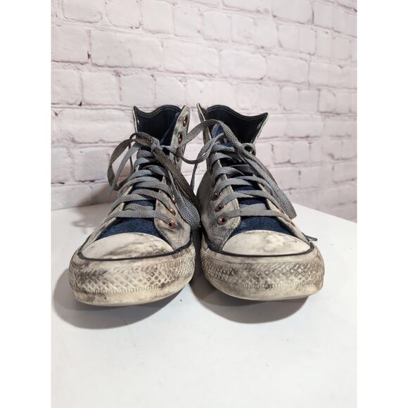 Size 9 - Converse Chuck High Top Denim Cherry Blossom Goth Zombie Custom Shoe - Picture 7 of 15